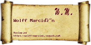 Wolff Marcián névjegykártya